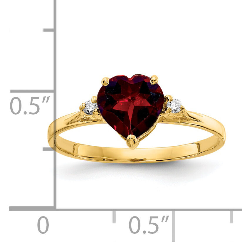 14k 7mm Heart Garnet AA Diamond ring-X9682GA/AA