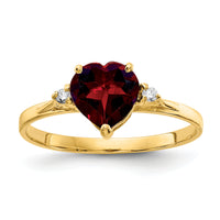 14k 7mm Heart Garnet AA Diamond ring-X9682GA/AA