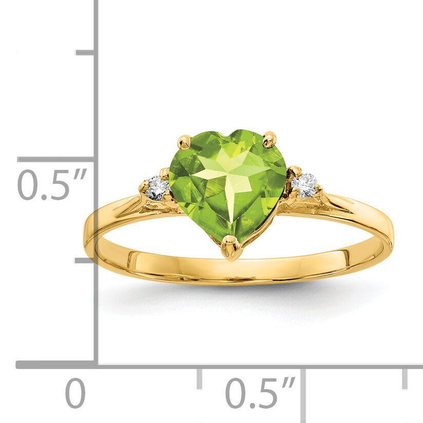14k 7mm Heart Peridot AA Diamond ring-X9682PE/AA
