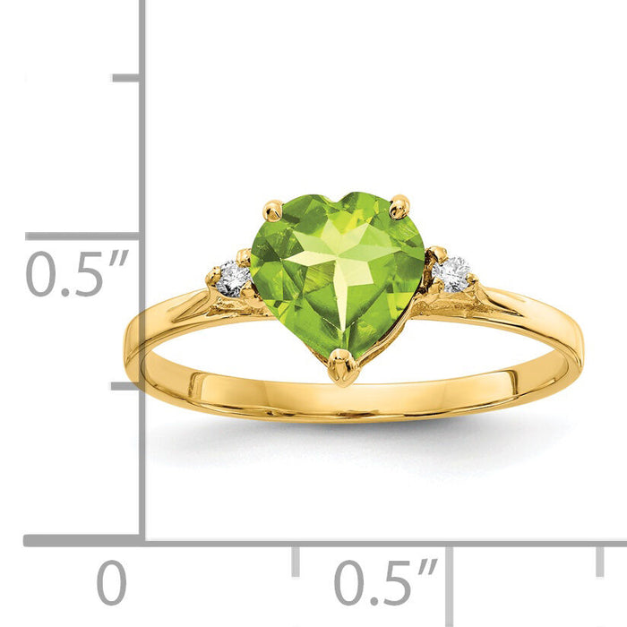 14k 7mm Heart Peridot AA Diamond ring-X9682PE/AA
