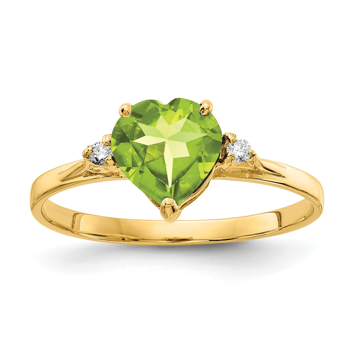 14k 7mm Heart Peridot AA Diamond ring-X9682PE/AA