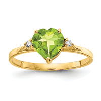 14k 7mm Heart Peridot AA Diamond ring-X9682PE/AA
