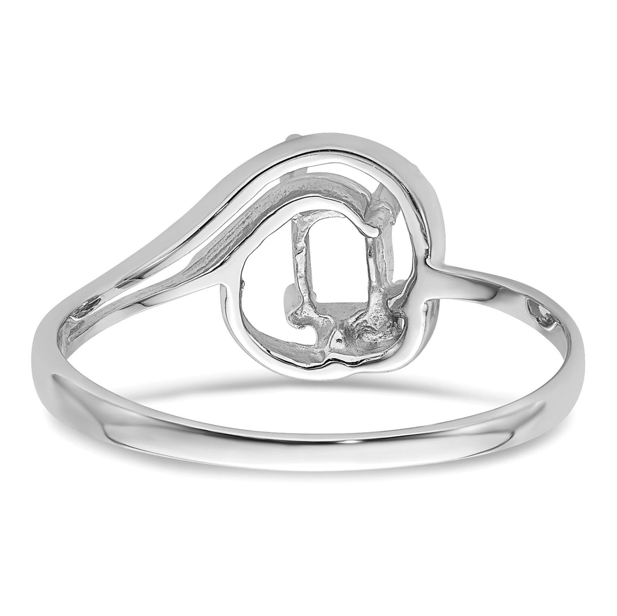 14k White Gold Polished 7x5 Oval Gemstone Ring Mounting-X9683