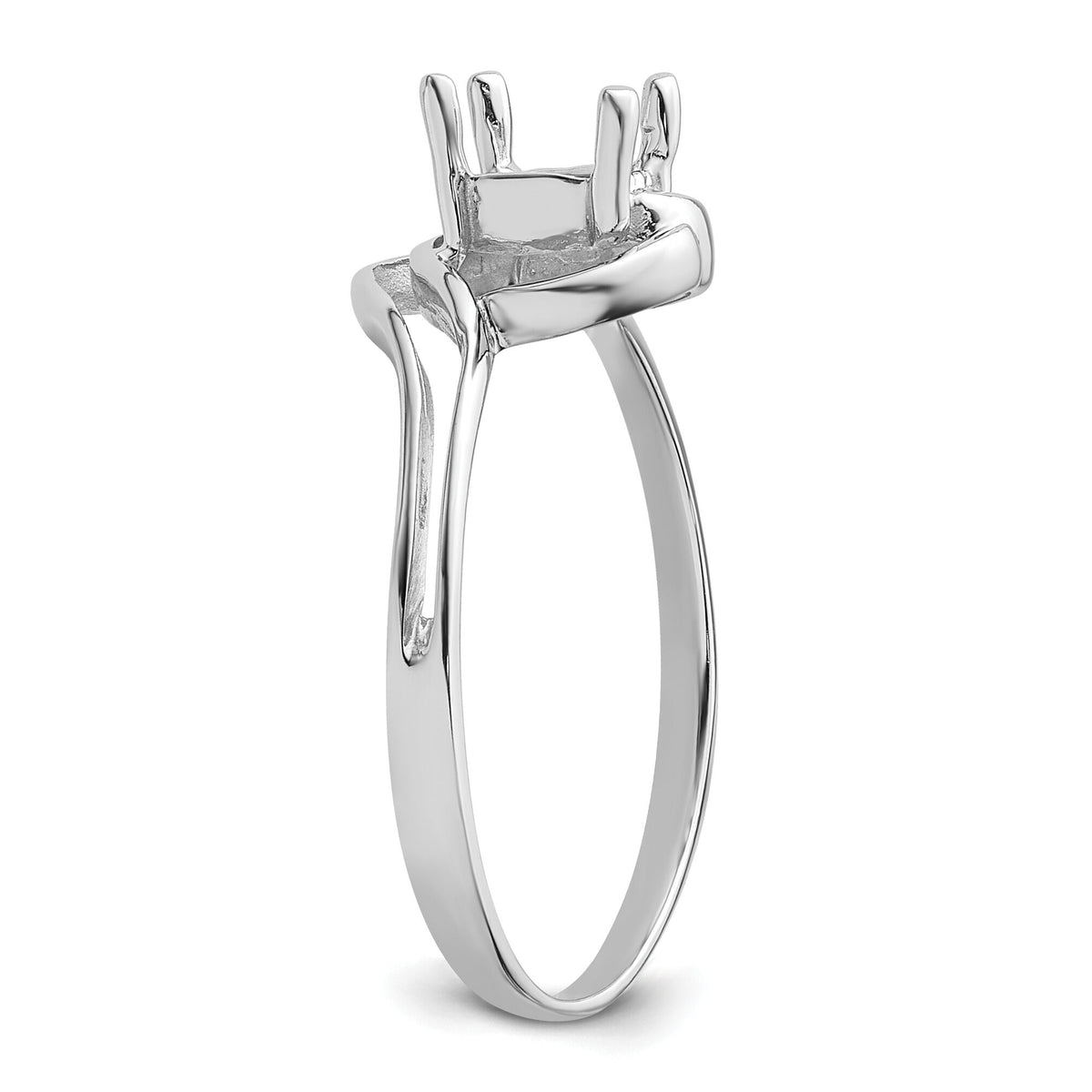 14k White Gold Polished 7x5 Oval Gemstone Ring Mounting-X9683