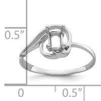 14k White Gold Polished 7x5 Oval Gemstone Ring Mounting-X9683