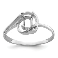 14k White Gold Polished 7x5 Oval Gemstone Ring Mounting-X9683