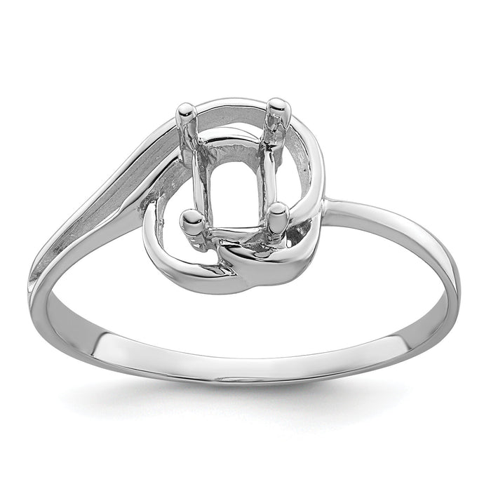 14k White Gold Polished 7x5 Oval Gemstone Ring Mounting-X9683