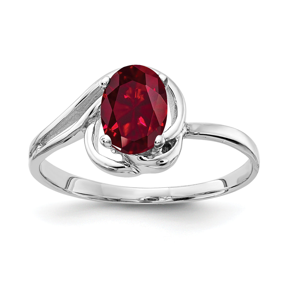 14k White Gold 7x5mm Oval Created Ruby ring-X9683CR