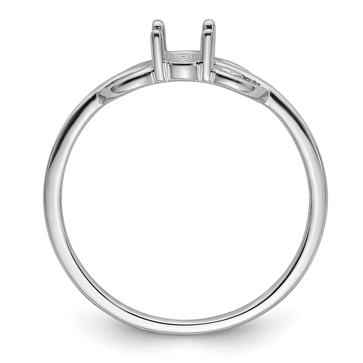 14k White Gold Polished 6x4 Oval Gemstone Ring Mounting-X9687