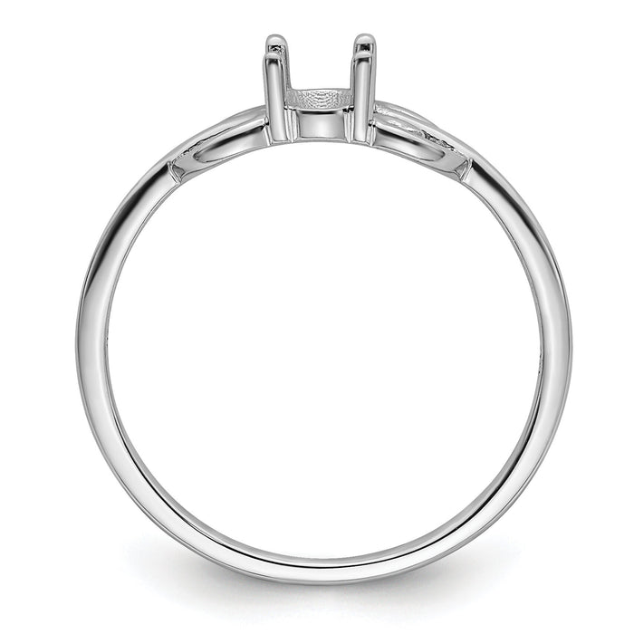 14k White Gold Polished 6x4 Oval Gemstone Ring Mounting-X9687