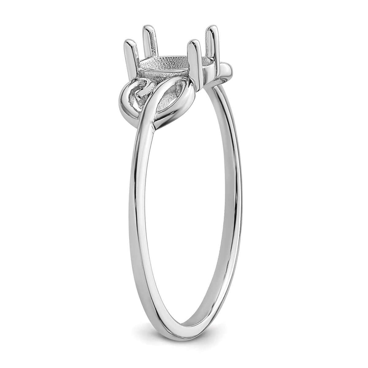 14k White Gold Polished 6x4 Oval Gemstone Ring Mounting-X9687