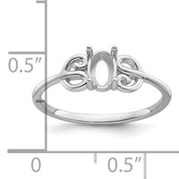 14k White Gold Polished 6x4 Oval Gemstone Ring Mounting-X9687