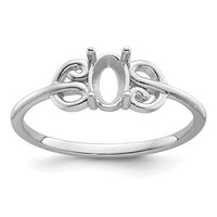 14k White Gold Polished 6x4 Oval Gemstone Ring Mounting-X9687