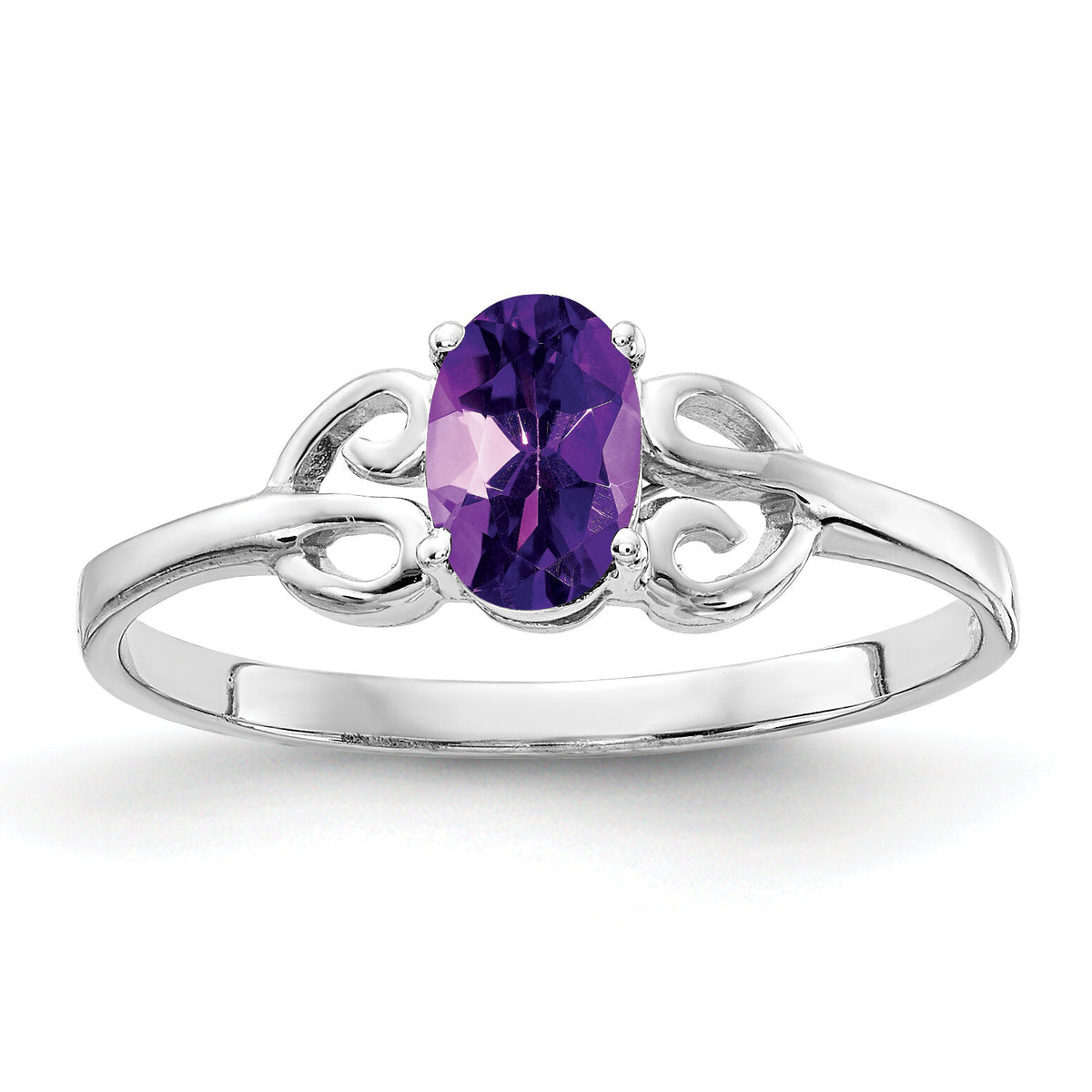 14k White Gold 6x4mm Oval Amethyst ring-X9687AM