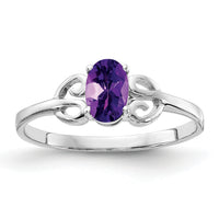 14k White Gold 6x4mm Oval Amethyst ring-X9687AM