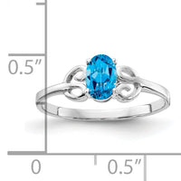 14k White Gold 6x4mm Oval Blue Topaz ring-X9687BT