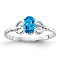 14k White Gold 6x4mm Oval Blue Topaz ring-X9687BT