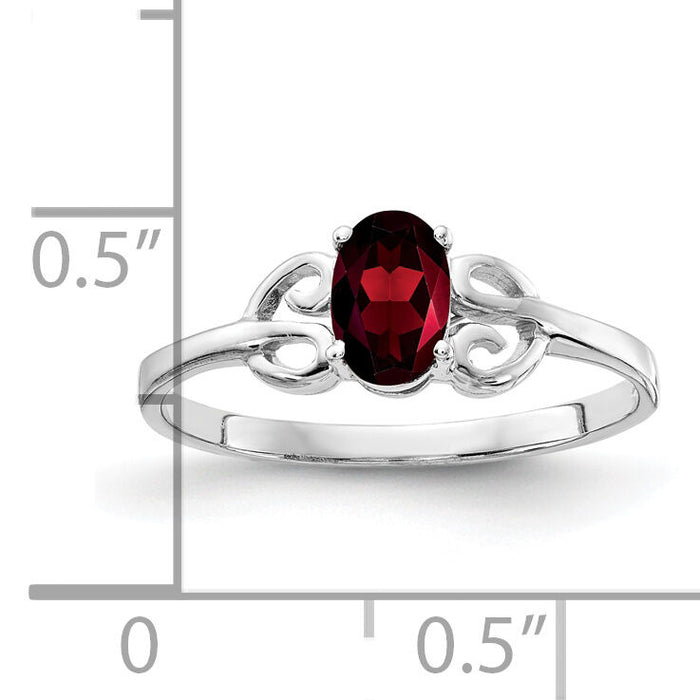 14k White Gold 6x4mm Oval Garnet ring-X9687GA