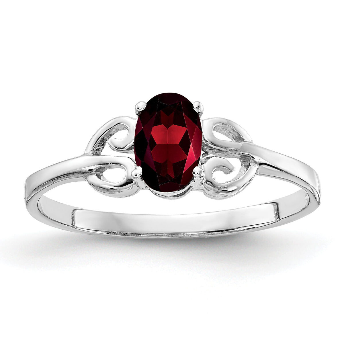14k White Gold 6x4mm Oval Garnet ring-X9687GA