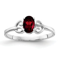 14k White Gold 6x4mm Oval Garnet ring-X9687GA
