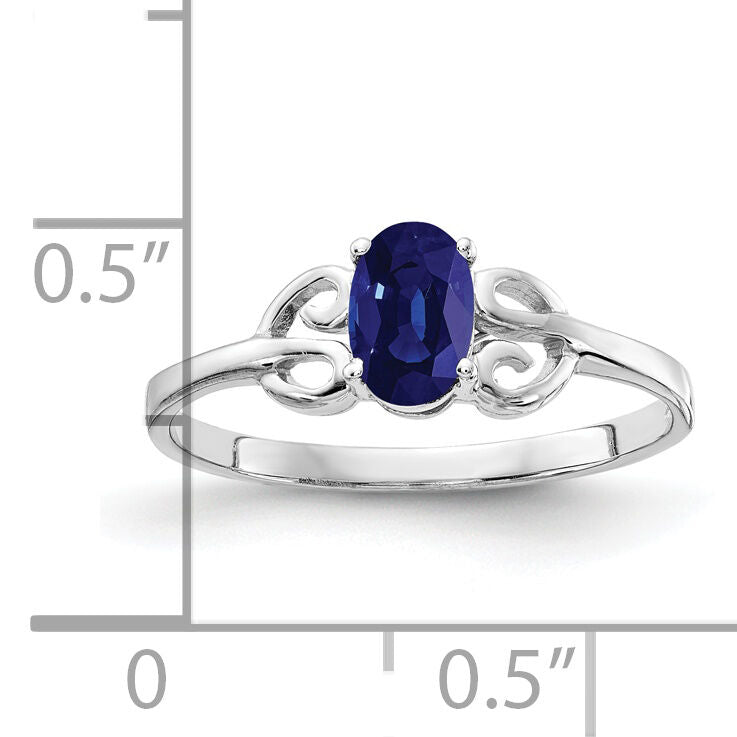 14k White Gold 6x4mm Oval Sapphire ring-X9687S