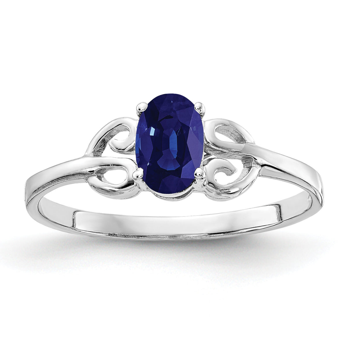 14k White Gold 6x4mm Oval Sapphire ring-X9687S