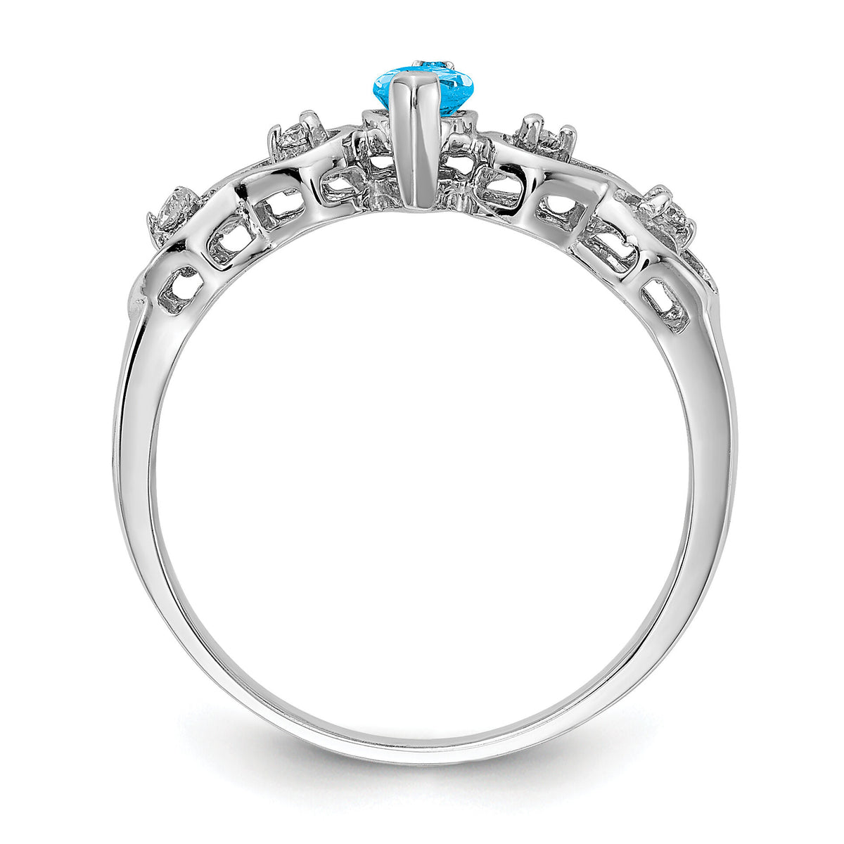 14k White Gold 6x3mm Marquise Blue Topaz AA Diamond ring-X9699BT/AA