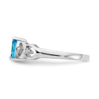 14k White Gold 6x3mm Marquise Blue Topaz AA Diamond ring-X9699BT/AA