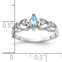 14k White Gold 6x3mm Marquise Blue Topaz AA Diamond ring-X9699BT/AA