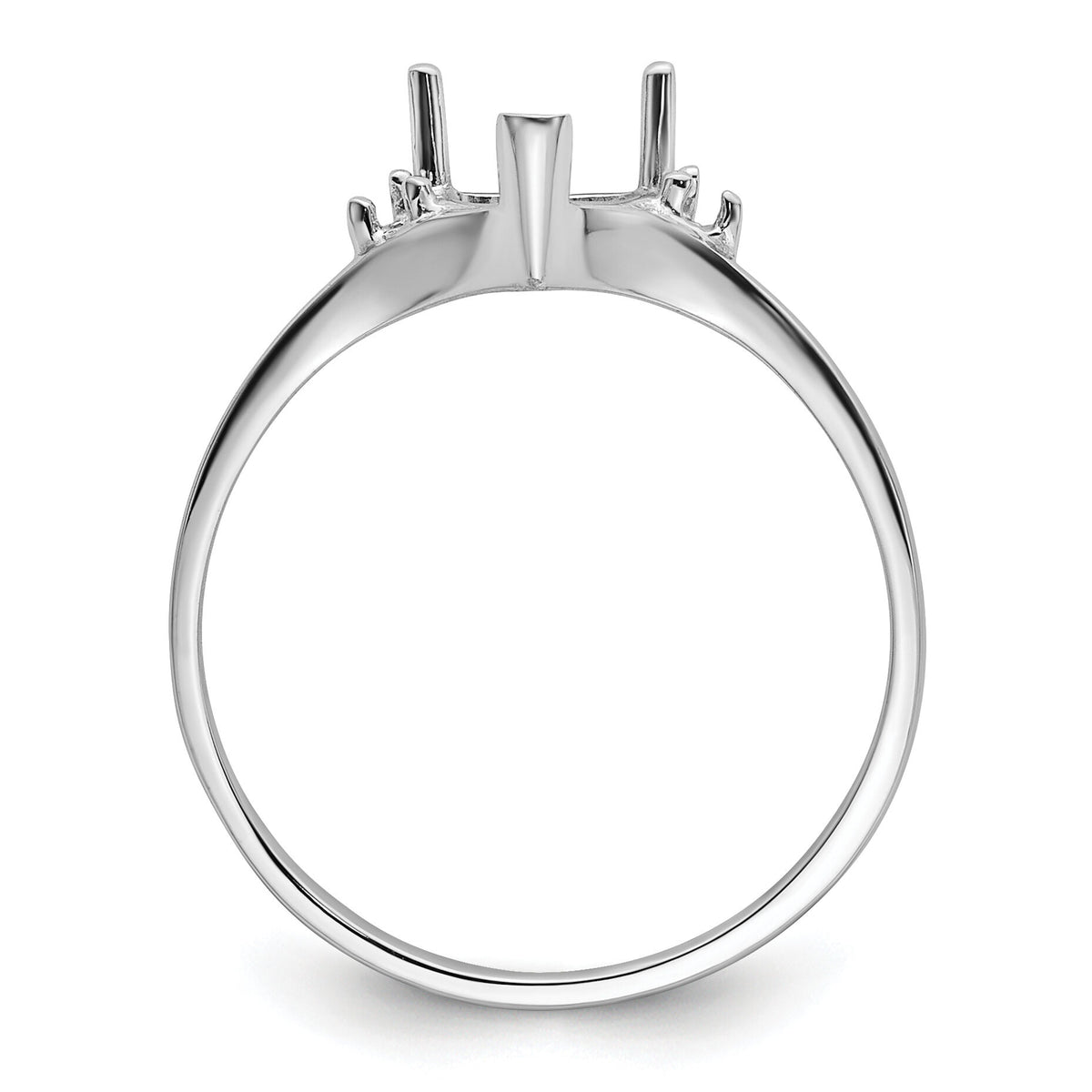 14k White Gold Polished .03ct. Diamond & 6mm Heart Gemstone Ring Mounting-X9701