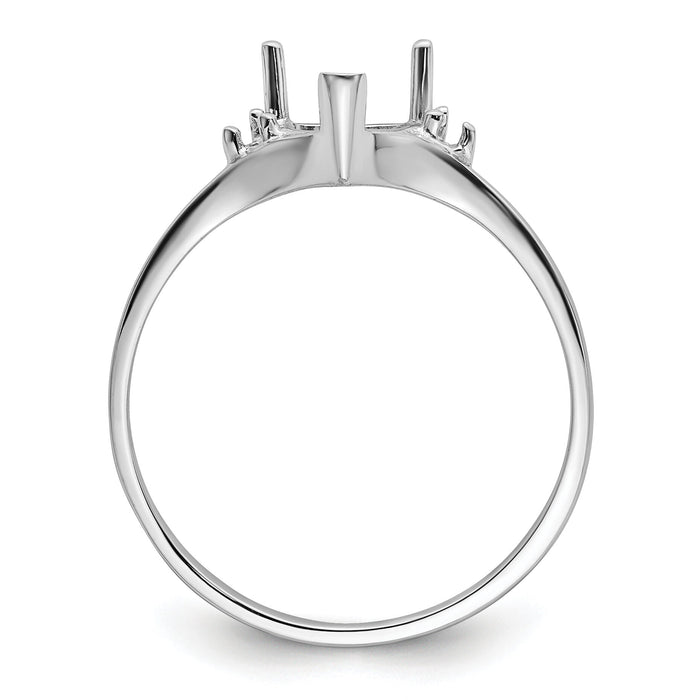 14k White Gold Polished .03ct. Diamond & 6mm Heart Gemstone Ring Mounting-X9701