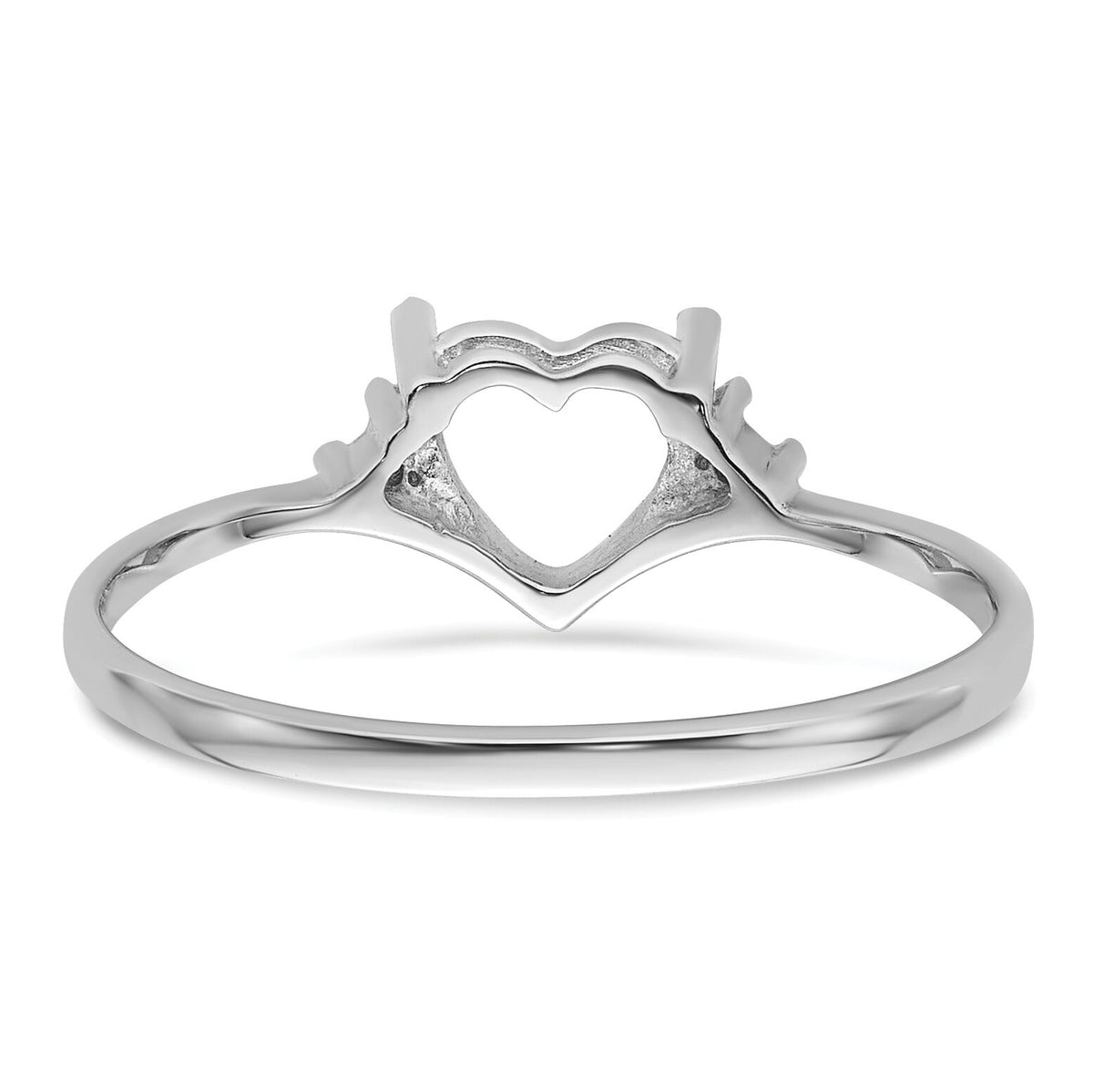 14k White Gold Polished .03ct. Diamond & 6mm Heart Gemstone Ring Mounting-X9701
