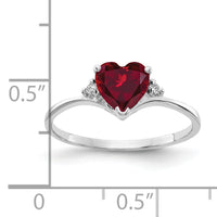 14k White Gold 6mm Heart Created Ruby AA Diamond ring-X9701CR/AA