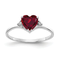 14k White Gold 6mm Heart Created Ruby AA Diamond ring-X9701CR/AA