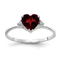 14k White Gold 6mm Heart Garnet A Diamond ring-X9701GA/A