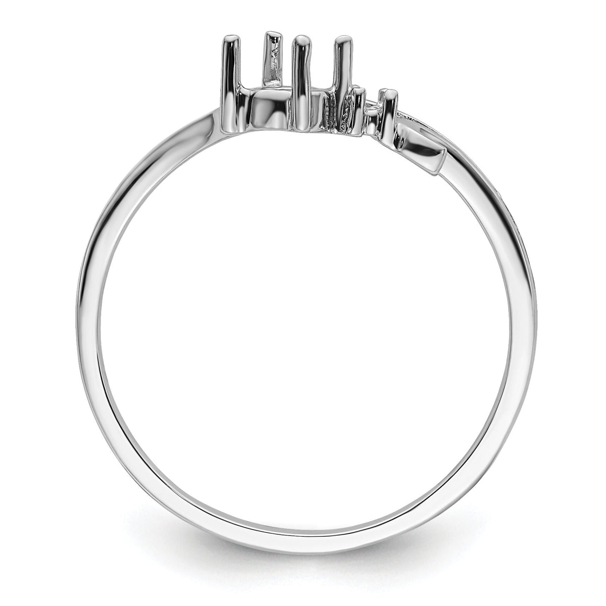 14k White Gold Polished .01ct. Diamond & 4mm Round Gemstone Ring Mounting-X9705