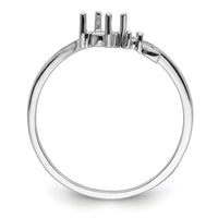 14k White Gold Polished .01ct. Diamond & 4mm Round Gemstone Ring Mounting-X9705