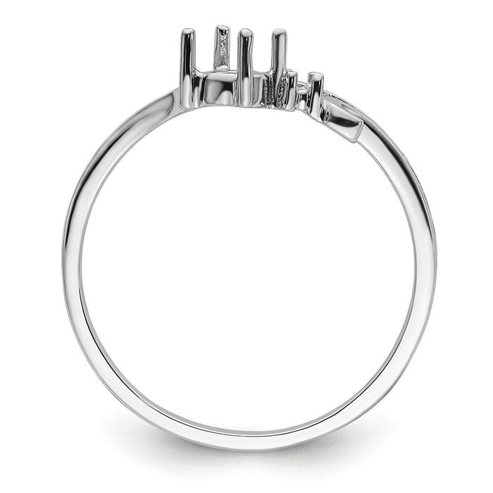 14k White Gold Polished .01ct. Diamond & 4mm Round Gemstone Ring Mounting-X9705