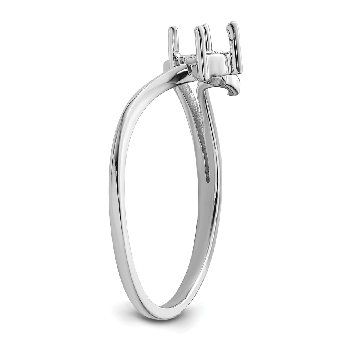 14k White Gold Polished .01ct. Diamond & 4mm Round Gemstone Ring Mounting-X9705
