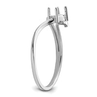 14k White Gold Polished .01ct. Diamond & 4mm Round Gemstone Ring Mounting-X9705
