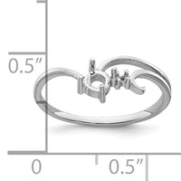 14k White Gold Polished .01ct. Diamond & 4mm Round Gemstone Ring Mounting-X9705