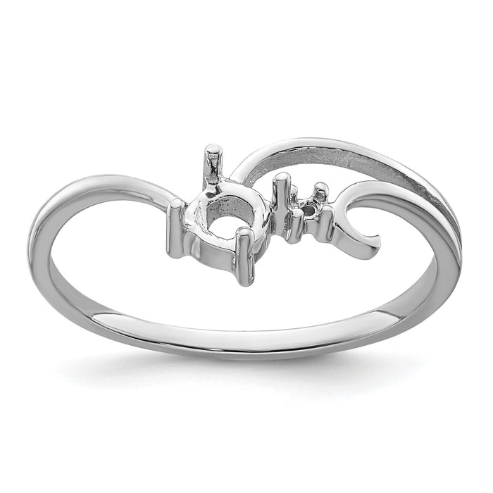 14k White Gold Polished .01ct. Diamond & 4mm Round Gemstone Ring Mounting-X9705