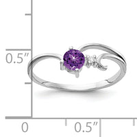 14k White Gold 4mm Amethyst AA Diamond ring-X9705AM/AA