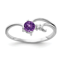 14k White Gold 4mm Amethyst AA Diamond ring-X9705AM/AA