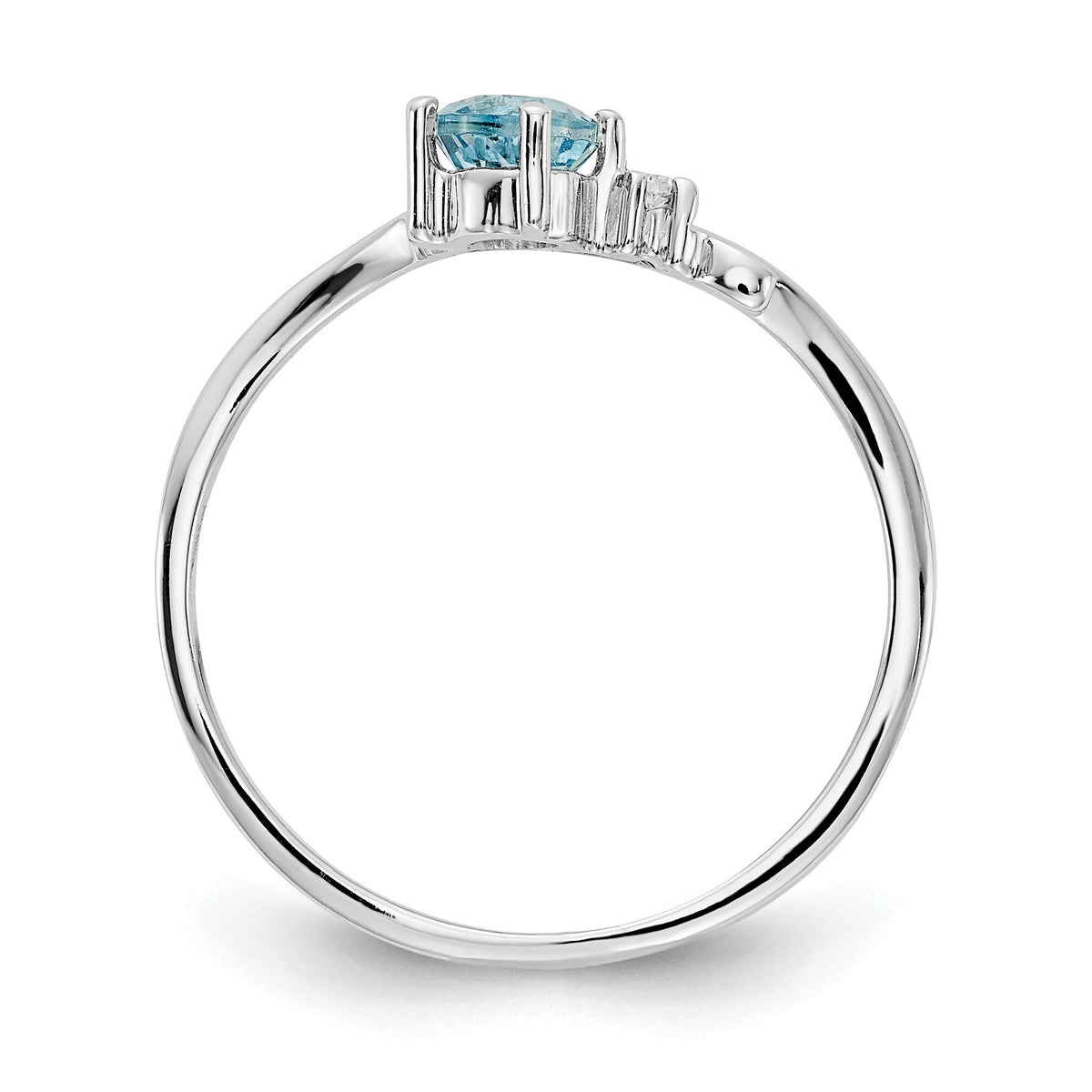 14k White Gold 4mm Blue Topaz AA Diamond ring-X9705BT/AA