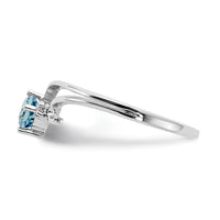 14k White Gold 4mm Blue Topaz AA Diamond ring-X9705BT/AA