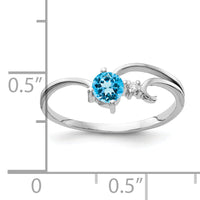 14k White Gold 4mm Blue Topaz AA Diamond ring-X9705BT/AA
