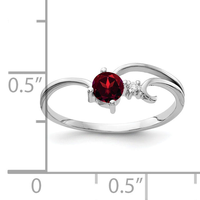 14k White Gold 4mm Garnet AA Diamond ring-X9705GA/AA