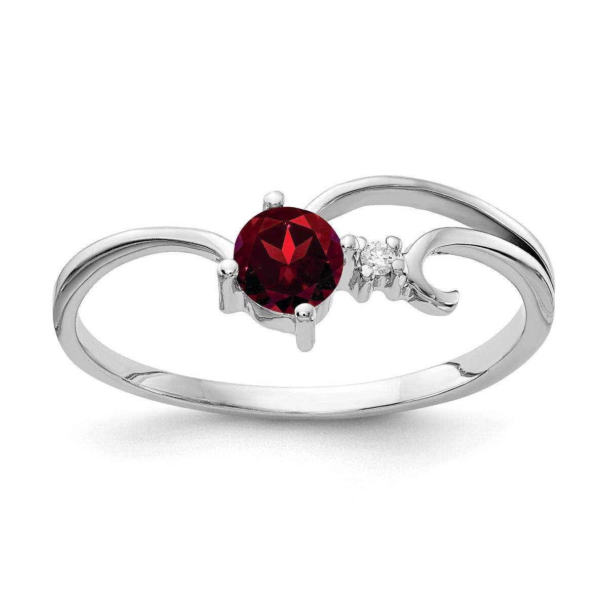 14k White Gold 4mm Garnet AA Diamond ring-X9705GA/AA