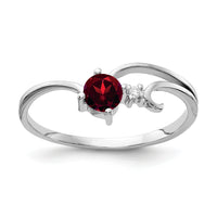 14k White Gold 4mm Garnet AA Diamond ring-X9705GA/AA